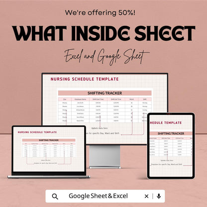 Nursing Schedule Template | Nurse Shift Schedule | Staff Roster Spreadsheet | Healthcare Scheduling Template