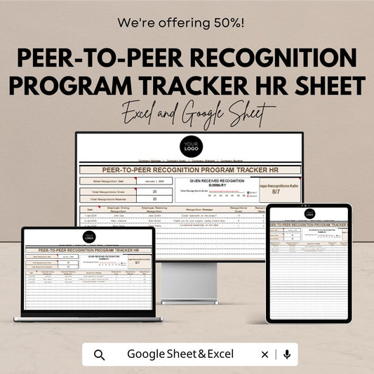 Peer-to-Peer Recognition Tracker HR Sheet | Employee Recognition Log | HR Google Sheets & Excel Template | Instant Download