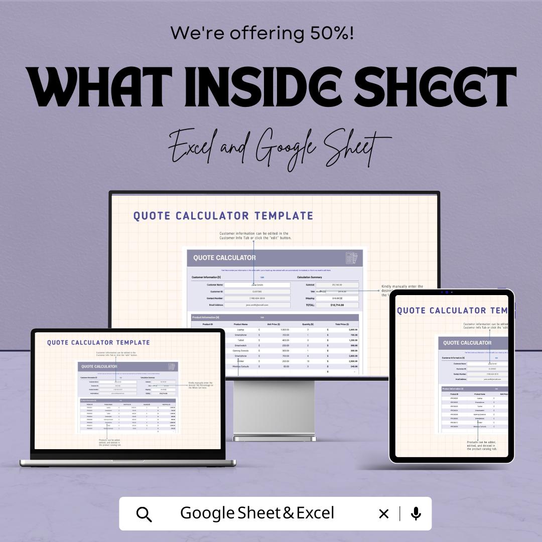 Quote Calculator Template | Google Sheets & Excel | Instant Download | Pricing Estimator | Business Quotation Tool