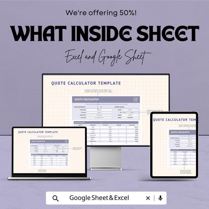 Quote Calculator Template | Google Sheets & Excel | Instant Download | Pricing Estimator | Business Quotation Tool
