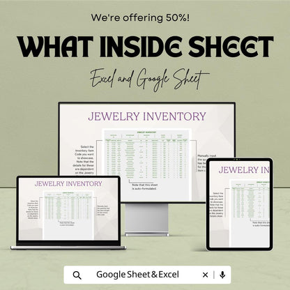 Jewelry Inventory Template | Excel & Google Sheets Jewelry Stock Tracker | Boutique Inventory Spreadsheet | Jewelry Business Inventory Log
