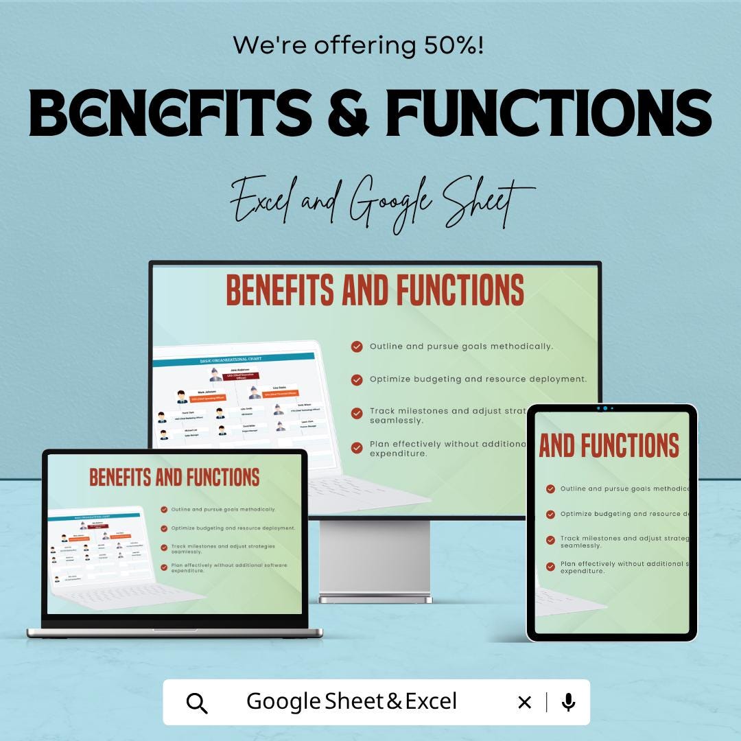 Basic Organizational Chart Template | Org Chart Spreadsheet | Company Structure Template | Excel & Google Sheets | Employee Hierarchy Chart