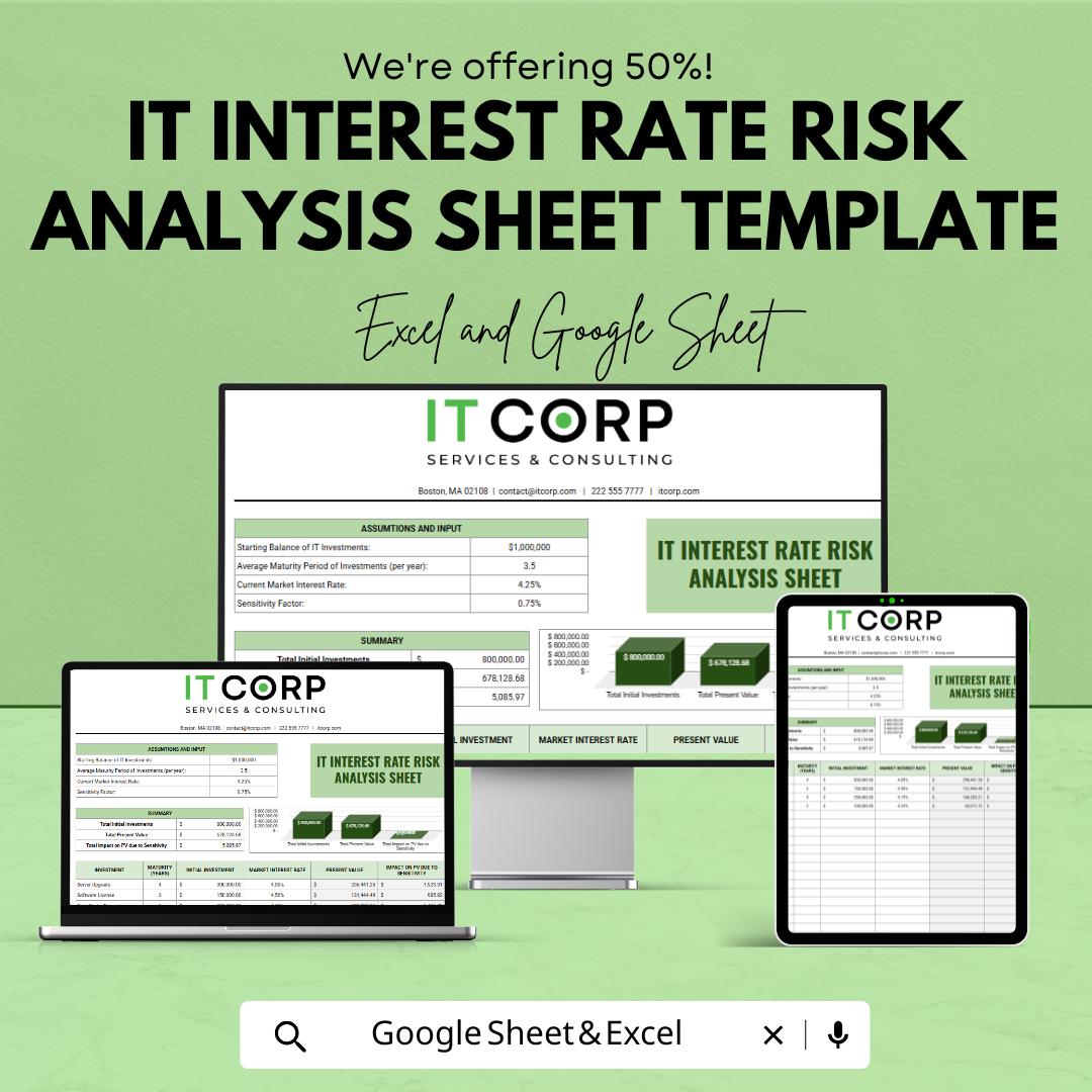 IT Interest Rate Risk Analysis Sheet Template | Interest Rate Risk Tool | Excel & Google Sheets Finance Model | Investment Risk Analysis