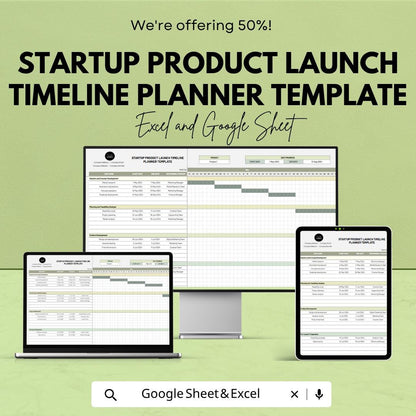 Startup Product Launch Timeline Planner Template | Product Launch Tracker | Marketing Campaign Schedule | Excel & Google Sheets