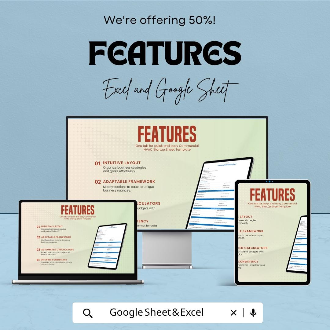 Commercial HVAC Startup Sheet Template | HVAC Commissioning Form | HVAC Checklist Excel | Startup Report Template | Google Sheets