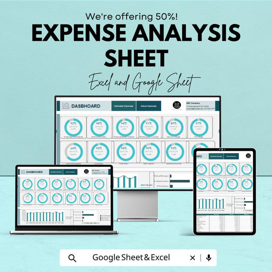 Expense Analysis Sheet for Business - Financial Tracking & Budgeting Template |Google Sheets | Monitor Estimated vs Actual Expenses |