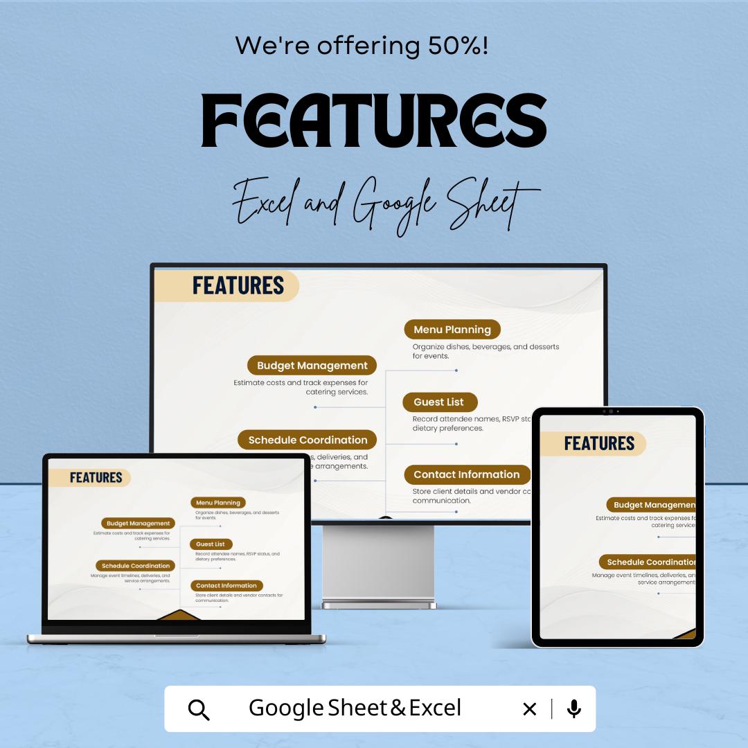 Catering Sheet Template | Excel and Google Sheet | Event Planning & Catering Budgeting