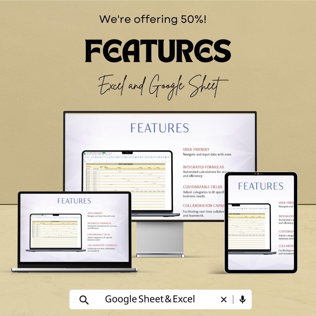 Pivot Table Timeline Sheet | Google Sheets | Data Trends Dashboard | Automated Pivot Report | Sales & KPI Tracker | Editable Template