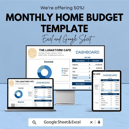 Monthly Home Budget Template | Home Budget Spreadsheet | Excel & Google Sheets Monthly Expense Tracker | Household Budget Planner