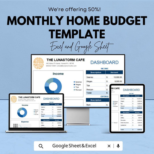 Monthly Home Budget Template | Home Budget Spreadsheet | Excel & Google Sheets Monthly Expense Tracker | Household Budget Planner