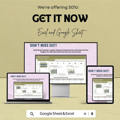 Sales Customer Retention Analysis Template | Excel & Google Sheets Dashboard | Customer Analytics Report | Business Data Tracker | Retention