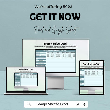 Sales Client’s Historical Deal Data Template | Excel & Google Sheets | Sales Tracker | Client Record Spreadsheet | Business CRM Sheet