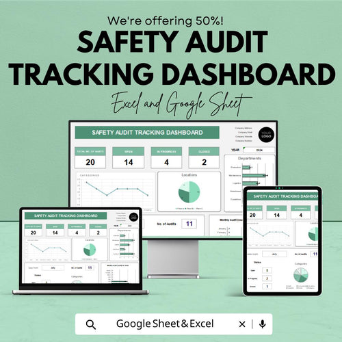 Safety Audit Tracking Dashboard | Google Sheet | Real-Time Audit Monitoring | Safety Compliance Tracker | Employee & Department Monitoring