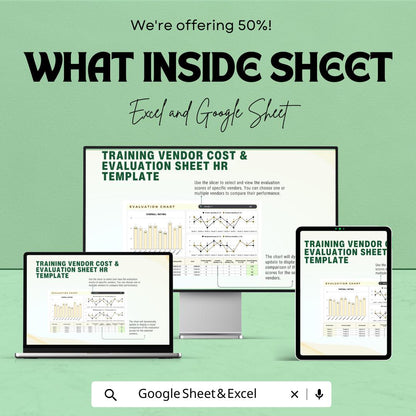 Training Vendor Cost & Evaluation Sheet HR Template | Excel and Google Sheets | Training Budget and Vendor Review Tracker