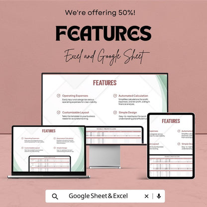 Weekly Profit and Loss Template for Excel  Google Sheets | Small Business Income & Expense Tracker | Financial Report Sheet