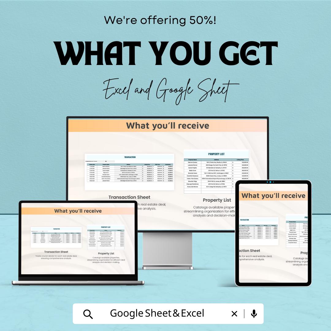 Real Estate Deal Analysis Template | Property Investment Analysis Spreadsheet | Real Estate ROI Calculator | Excel & Google Sheets