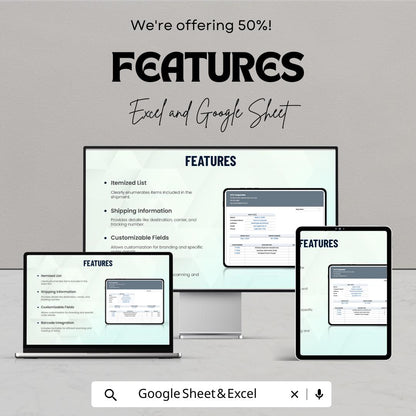 Shipping Packing Slip Sheet | Excel & Google Sheets Template | Shipping Label Template | Order Fulfillment Tracker | Packing List Generator
