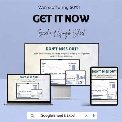 KPI Chart Sheet | Budget Tracking, Net Expenses, Revenue and Profit Margins | Excel & Google Sheet Template | Business Performance Dashboard