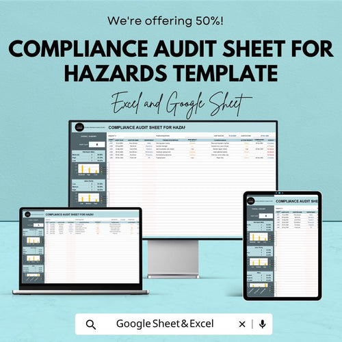 Compliance Audit Sheet for Hazards Template | Excel & Google Sheets Safety Audit Checklist | Risk Assessment Dashboard