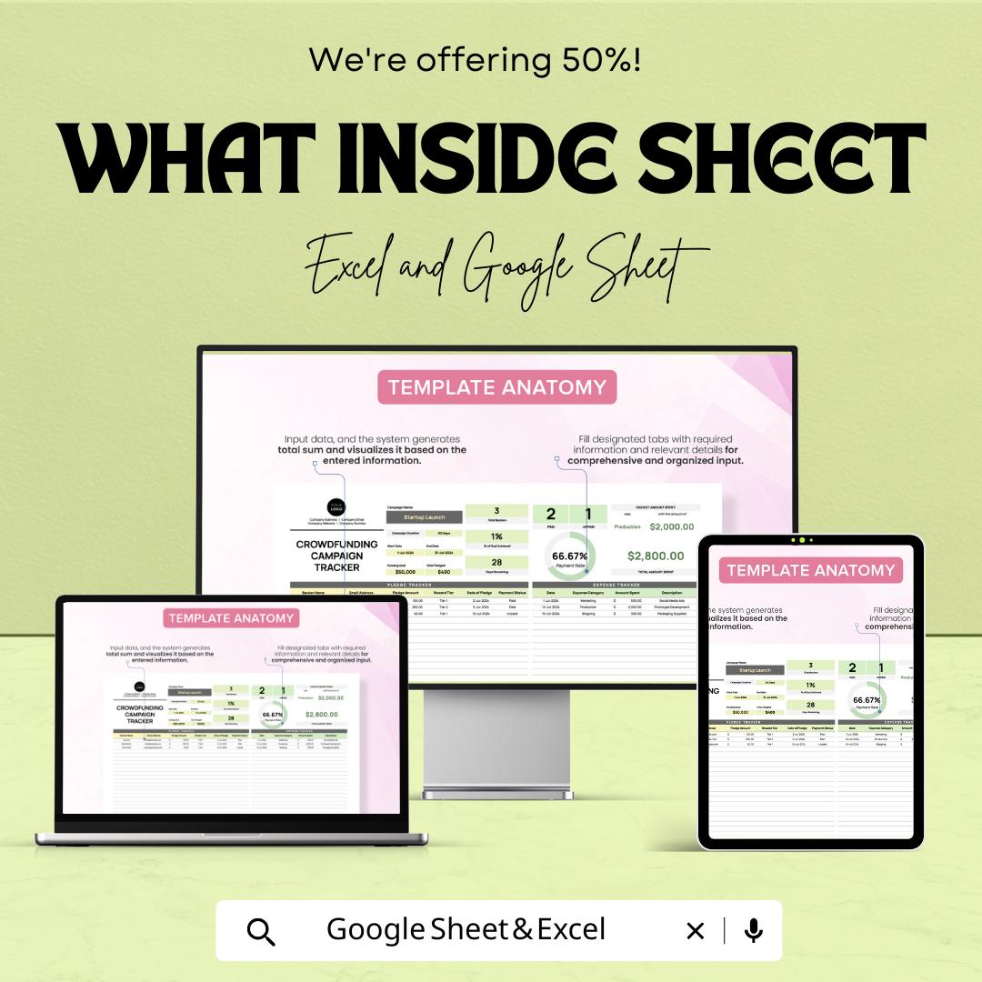 Startup Crowdfunding Campaign Tracker Template | Kickstarter Tracker Excel and Google Sheets | Fundraising & Donor Management Tool