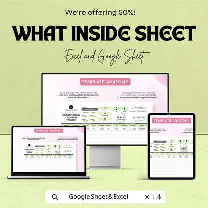 Startup Crowdfunding Campaign Tracker Template | Kickstarter Tracker Excel and Google Sheets | Fundraising & Donor Management Tool