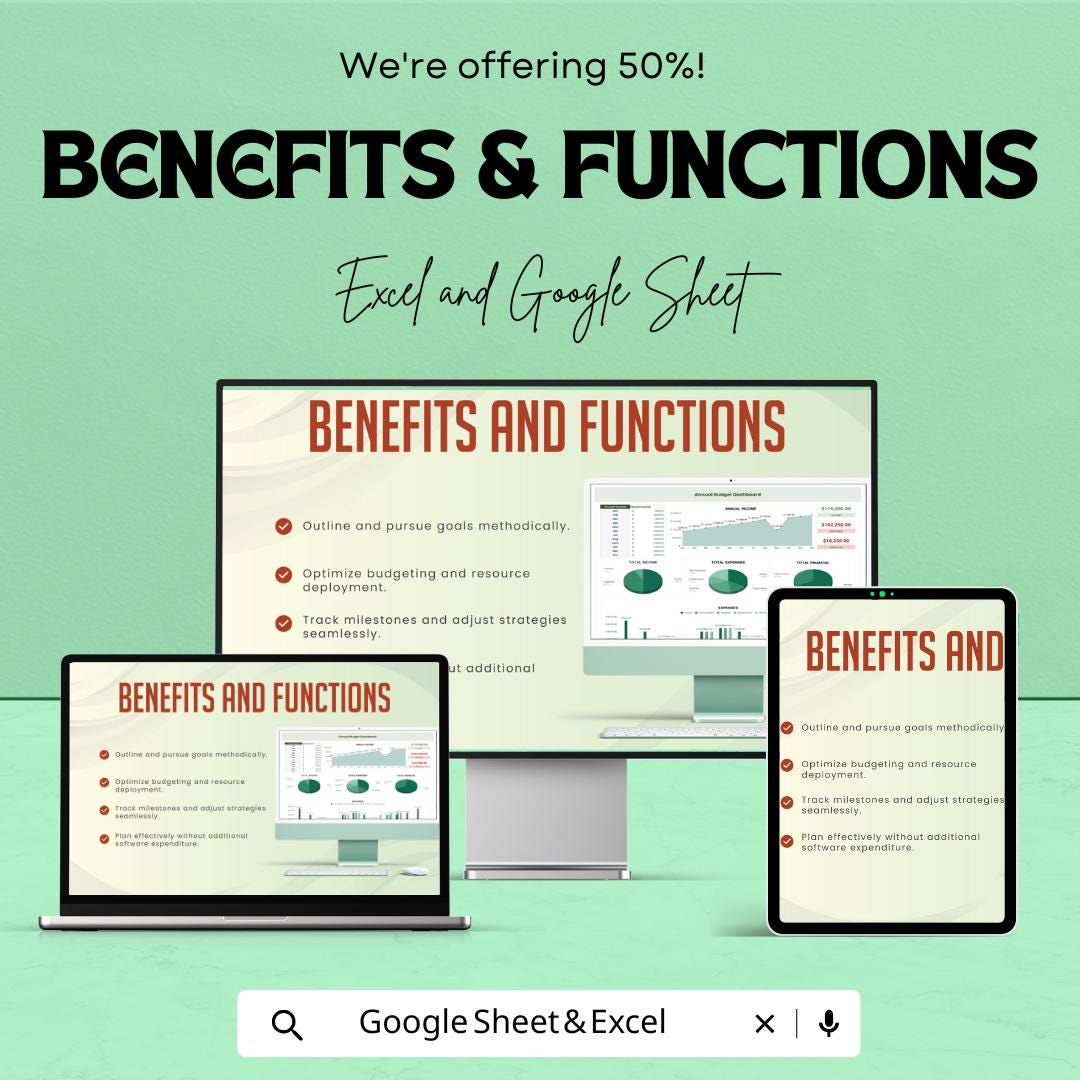Annual Budget Spreadsheet Template | Excel & Google Sheets | Yearly Budget Planner | Expense Tracker Dashboard