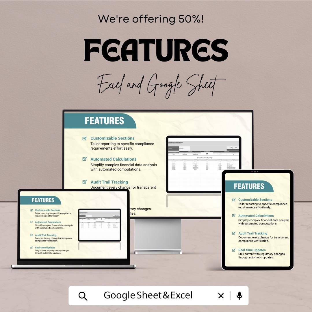 Financial Compliance Reporting Template | Compliance Tracker Spreadsheet | Regulatory Reporting Tool | Audit & Data Management Template