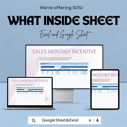 Sales Monthly Incentive Achievement Tracker Template, Commission and Target Spreadsheet, Sales Performance Tool
