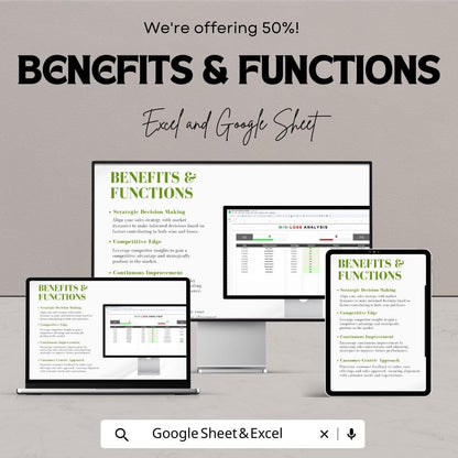 Win-Loss Analysis Template | Sales Deal Tracker Spreadsheet | Excel & Google Sheets CRM | Sales Performance Analysis Tool