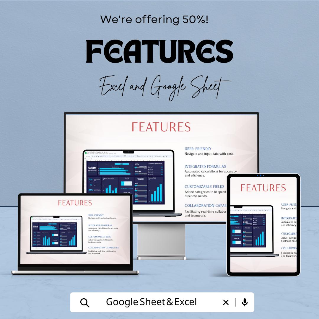 Bar Chart Template | Data Visualization Spreadsheet | Business Chart Dashboard | Editable Graph Template | Reporting Tool