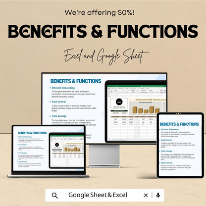 New Employee Travel & Logistics Tracker HR Template | Employee Onboarding Travel Planner | Excel and Google Sheets