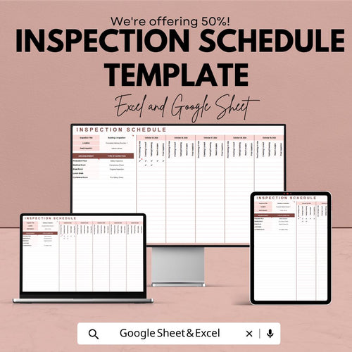 Inspection Schedule Template | Editable Inspection Tracker | Digital Maintenance Log | Task Management Spreadsheet