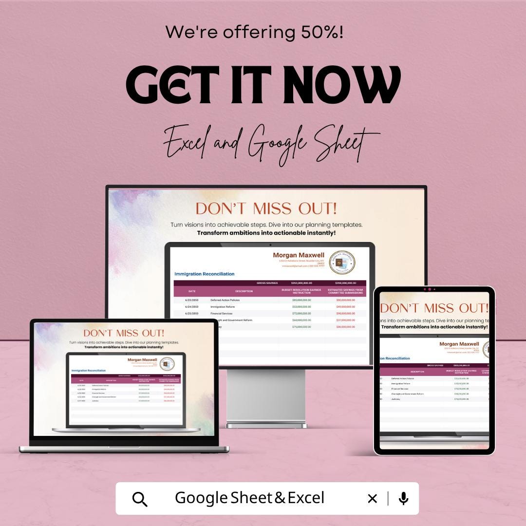 Immigration Reconciliation Template | Immigration Case Tracker Spreadsheet | Visa & Document Organizer | Excel and Google Sheets |