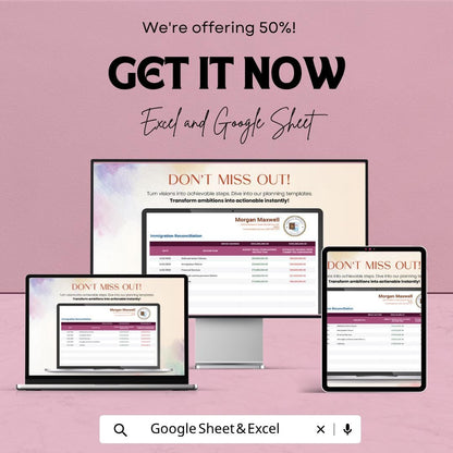 Immigration Reconciliation Template | Immigration Case Tracker Spreadsheet | Visa & Document Organizer | Excel and Google Sheets |