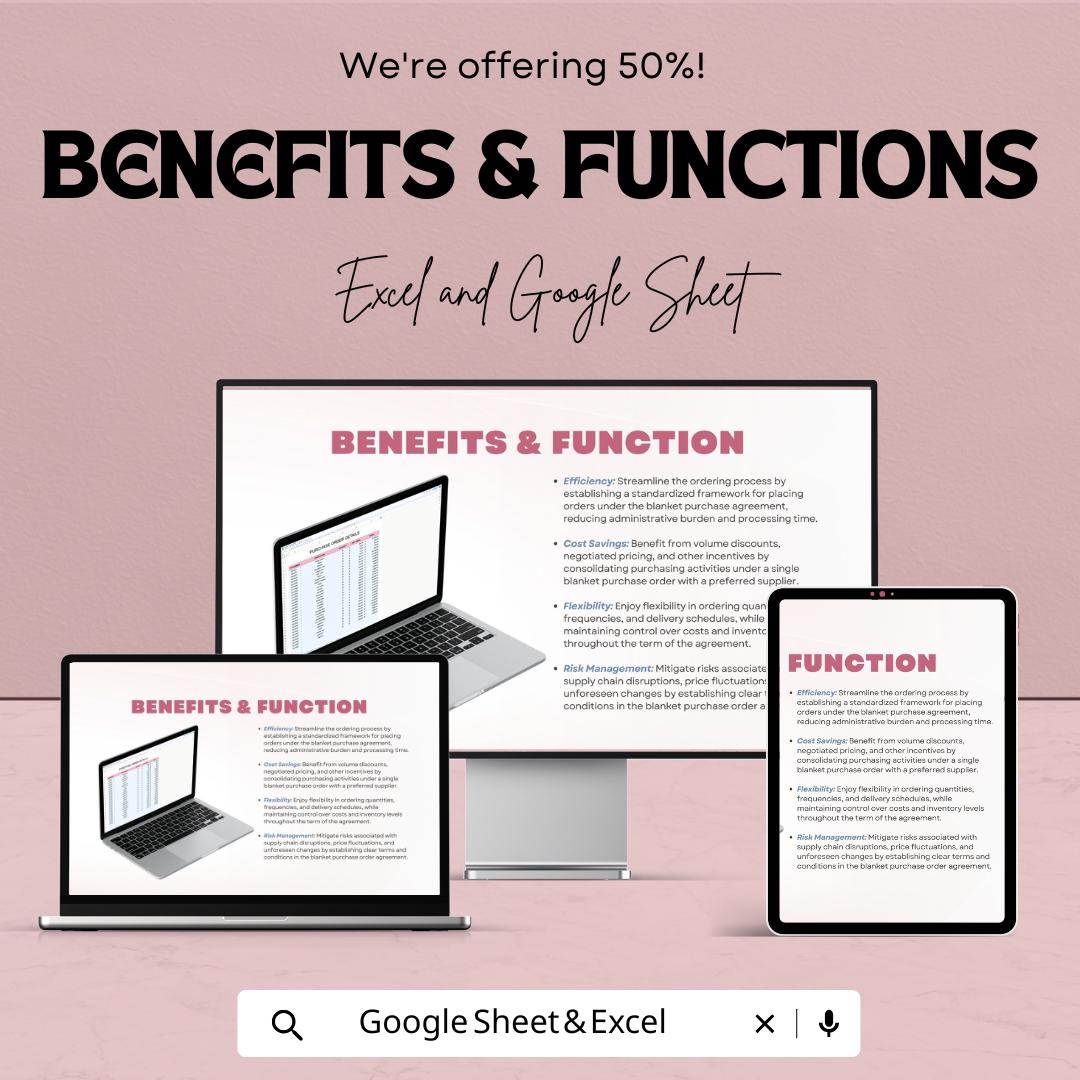 Blanket Purchase Order Sheet - Google Sheets & Excel - Purchase Order Management - Customizable Template