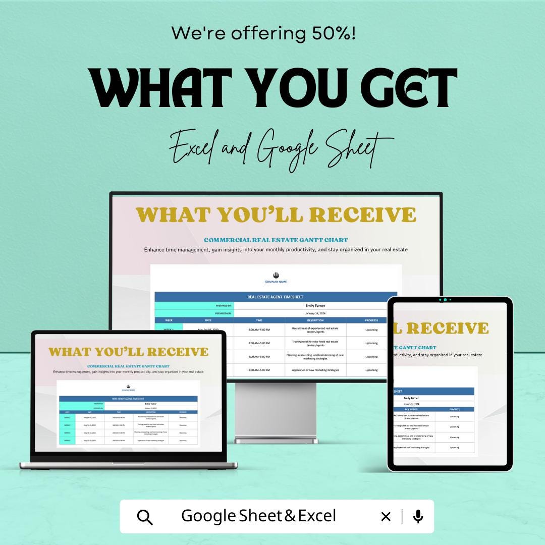 Monthly Real Estate Timesheet Template | Real Estate Agent Time Tracker | Excel & Google Sheets | Agent Work Log