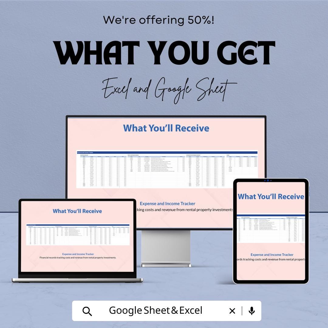 Rental Property Expense Tracker Sheet – Excel and Google Sheet Template to Track Income & Expenses