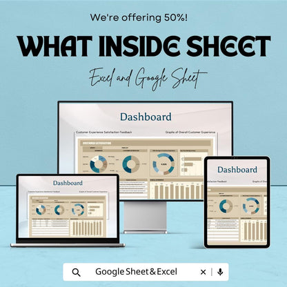 Customer Satisfaction Dashboard Template | Excel & Google Sheet | Real-Time Feedback Tracker, Data Analysis, and Visualization
