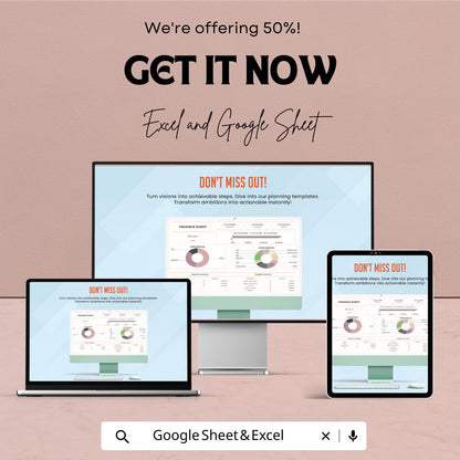 Finance Sheet | Personal and Business Budget Tracker | Excel and Google Sheet Template with Income & Expense Categories