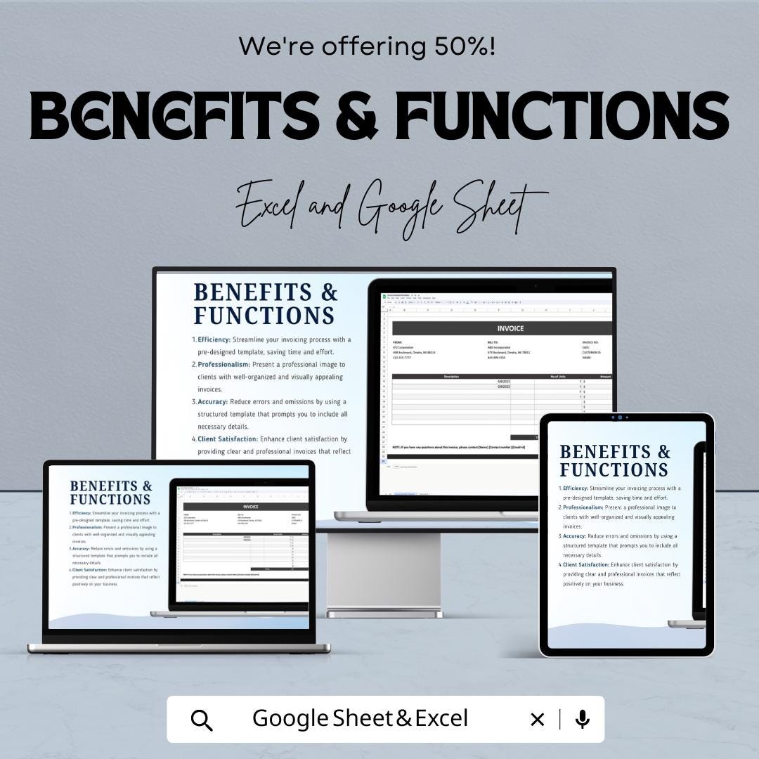 Invoice Example Sheet - Customizable Excel & Google Sheets Template for Billing, Easy to Edit, Professional Invoice Format