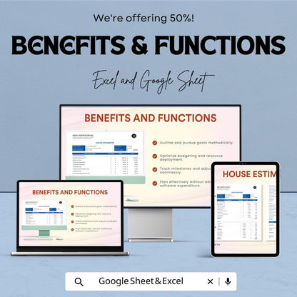 House Estimator Template | Construction Cost Estimate sheets | Home Building Budget Planner | Excel & Google Sheet Project Estimation Tool
