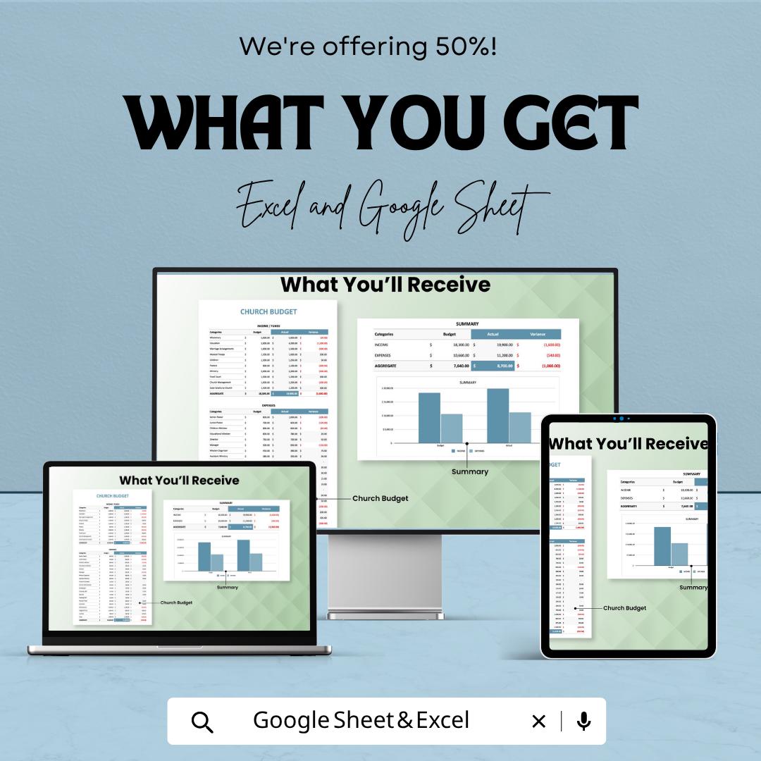 Printable Church Budget Template Excel Google Sheets | Church Financial Planner Spreadsheet | Ministry Budget Tracker | Donation Expense
