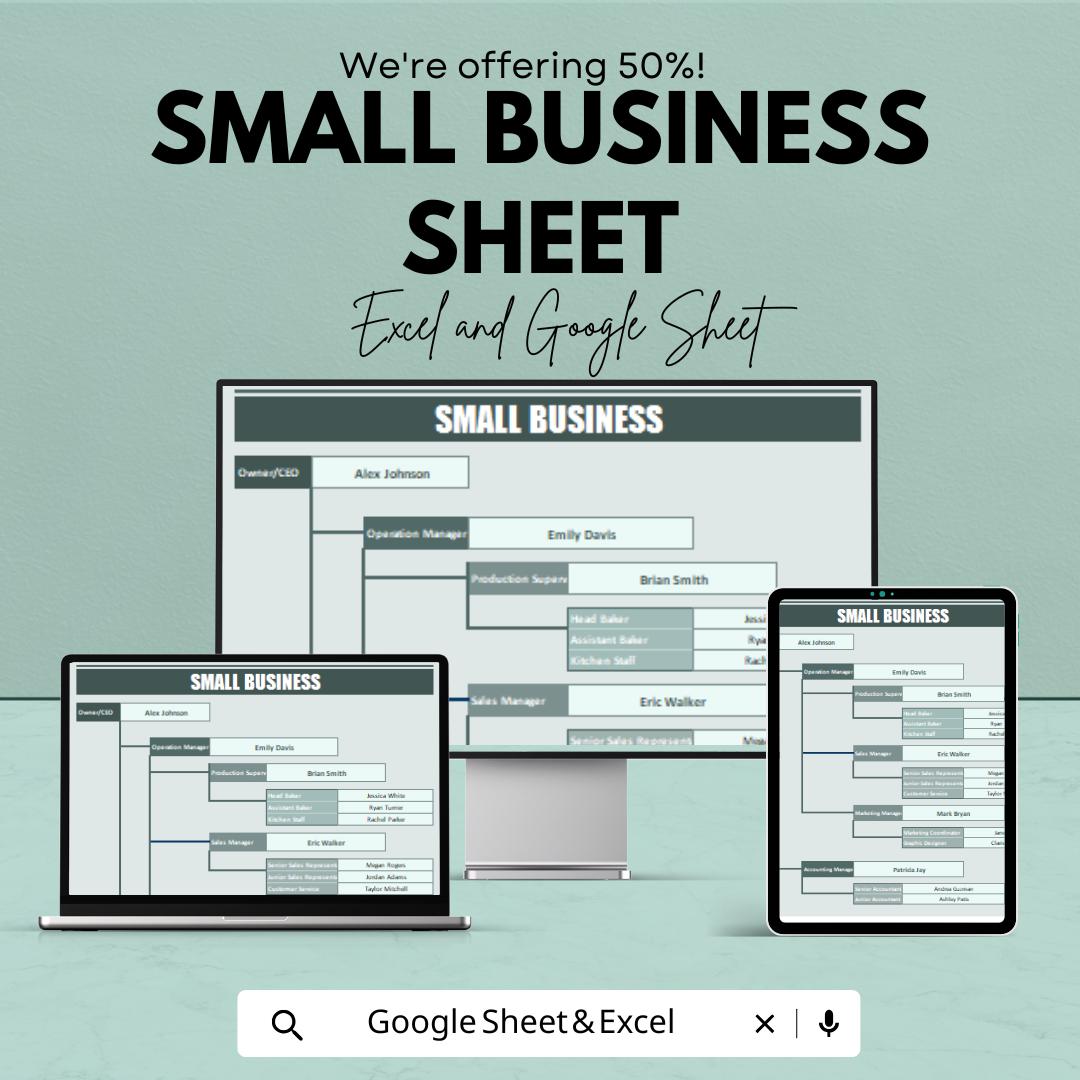 Small Business Org Chart Template | Organizational Chart Google Sheet | Team Structure Planner | Editable Business Sheet | Staff Management