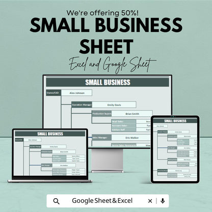 Small Business Org Chart Template | Organizational Chart Google Sheet | Team Structure Planner | Editable Business Sheet | Staff Management