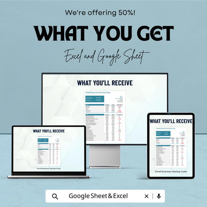 Small Business Startup Costs Template | Startup Budget Spreadsheet | Business Expense Tracker | Excel & Google Sheets | Financial Planning