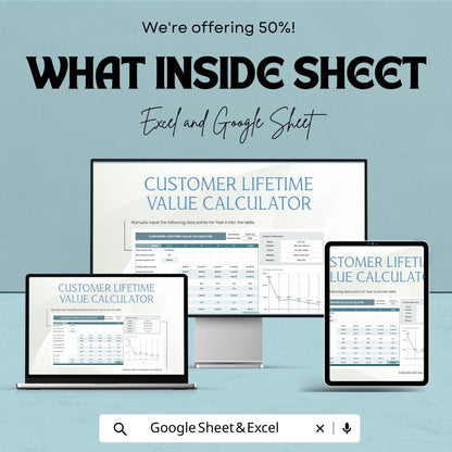 Customer Lifetime Value (CLV) Calculator Sheet | Post-Sale Tracker for Excel & Google Sheets | CLV Financial Calculator Template