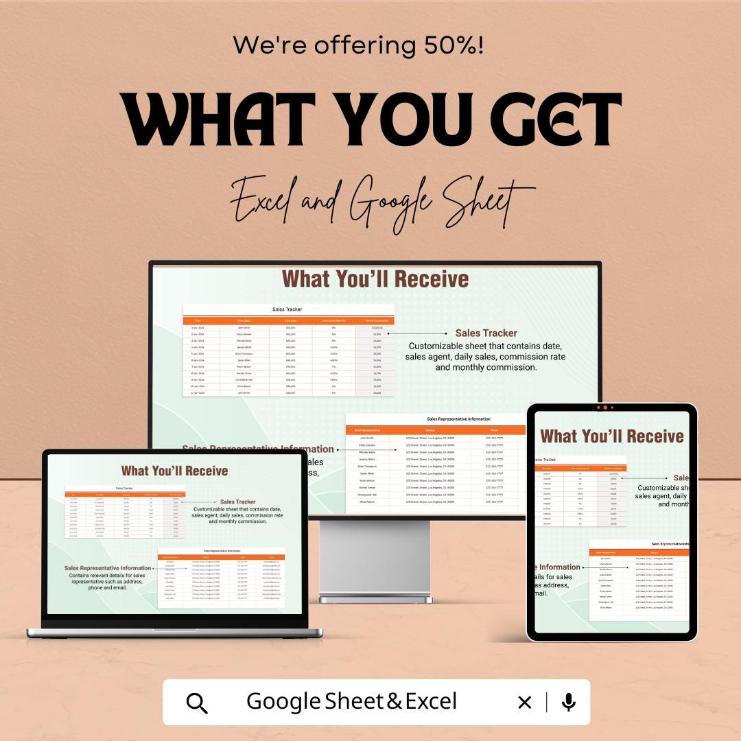 Sales Monthly and Quarterly Commission Comparison Template | Sales Commission Tracker Excel | Google Sheets Commission Report |