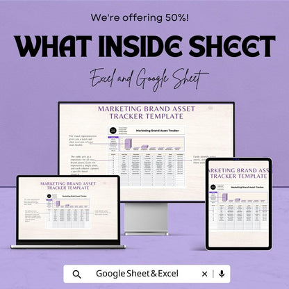Marketing Brand Asset Tracker Sheet | Excel & Google Sheet | Brand Asset Management Template | Brand Tracker Spreadsheet