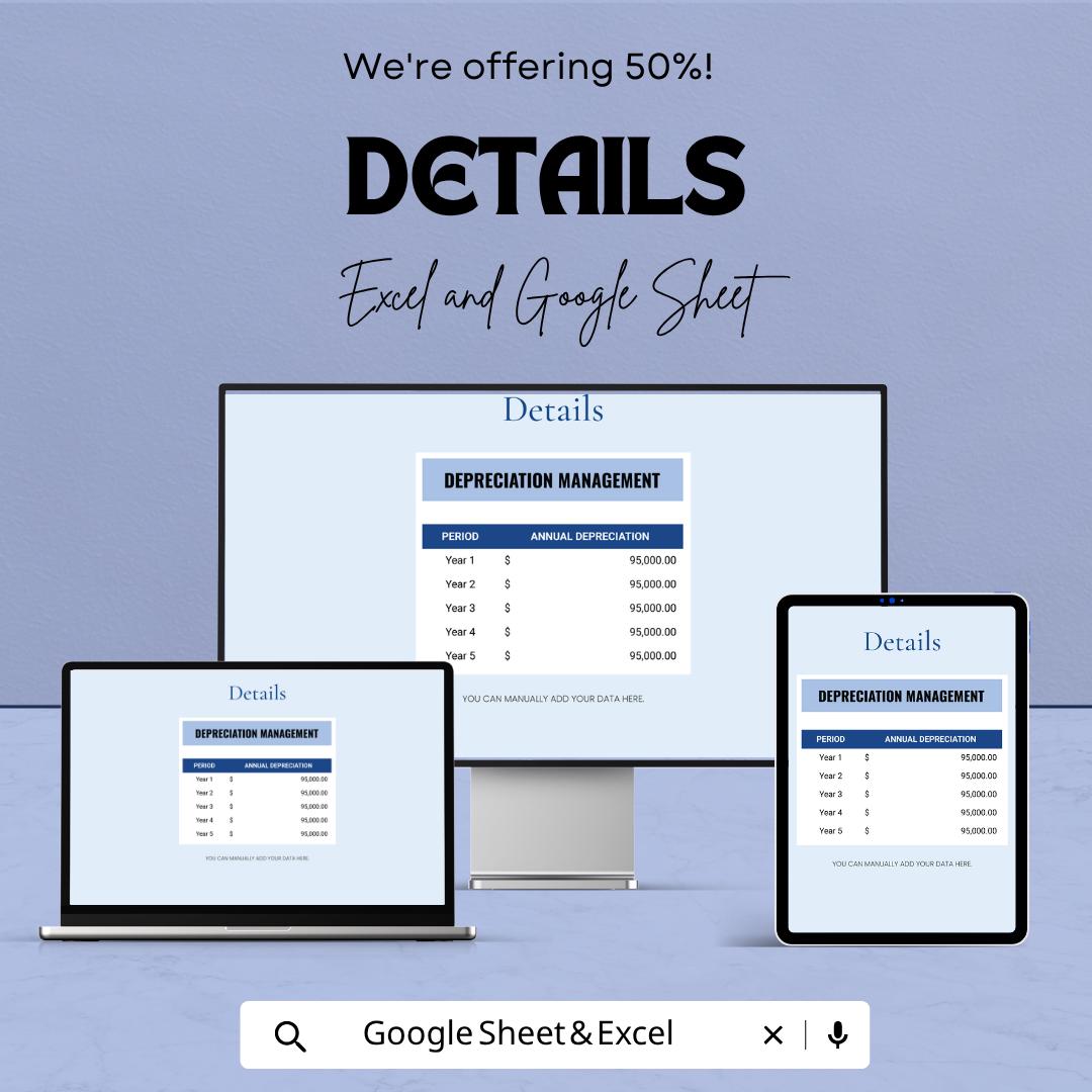 Simple Depreciation Calculator Template | Asset Depreciation Spreadsheet | Straight Line Depreciation Tool