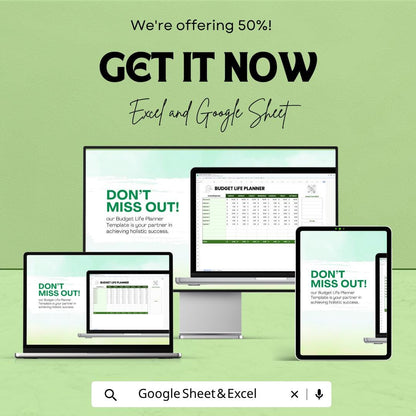Budget Life Planner Template | Weekly Budget Planner | Expense Tracker | Goal Planner | Excel & Google Sheets | Financial Planner